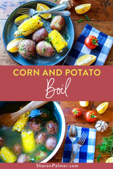 Corn And Potato Boil, Potato And Corn Recipes, Corn And Potatoes, Corn Recipes Side Dishes, Summertime Recipes, Grain Bread, Wfpb Recipes, Easy Veggie, Vegan Sausage