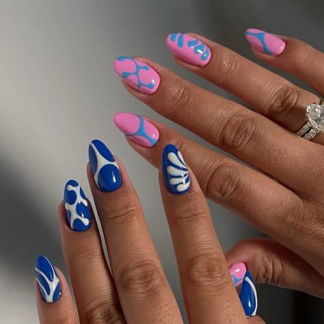 Bright colors are back in for summer 🤩 | Instagram Cute Nails Summer 2024, Gel Nail Colors Summer, Nail Art Two Colors, Bright Colourful Nails, Nail Designs Bright, Nail Art Bright, Nail Art Ideas For Summer, Summer Nail Art Ideas, Nails Pink Blue