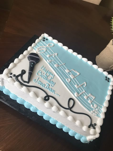 Singer cake Cake Designs Music Theme, Singer Cake Ideas, Singer Birthday Cake, Singer Theme Cake, Sheet Cake Designs For Men, Music Cake Ideas For Men, Music Note Birthday Cake, Birthday Cake Music, Music Cake Ideas