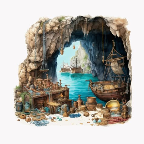 D&d Pirate, Treasure Clipart, Pirate Background, Pirate Cove, Frames Design Graphic, Pirate Boats, Pirate Games, Pirates Cove, Drawing Clipart