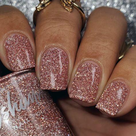 Reflective Nail Polish, Rose Gold Nail, Rose Gold Nail Polish, Flash Of Light, Reflective Nails, Wrapped Gifts, Gold Nail Polish, February Nails, Gold Nail