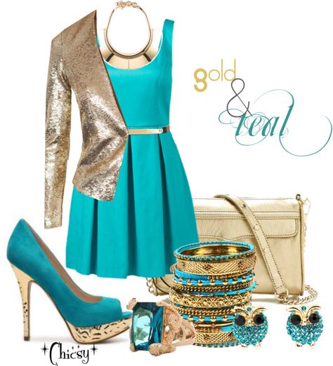 "Gold & Teal" by chicsy on Polyvore Teal Formal Dress, Polyvore Clothes, Birthday Inspiration, Design Clothes, Teal And Gold, Gold Top, 21st Birthday, Creative Fashion, Type 3