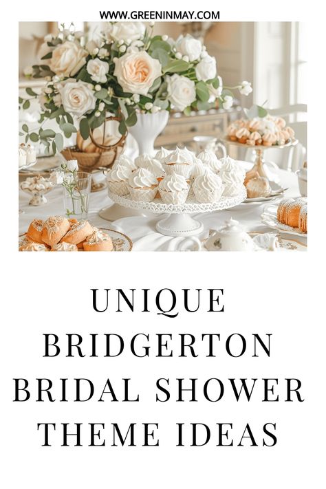 A Bridgerton bridal shower brings the elegance and romance of the Regency era right to your doorstep. In this guide we share the best bridgerton bridal shower ideas. French Countryside Bridal Shower Ideas, Bridgerton Wedding Shower Theme, Bridgerton Wedding Shower Ideas, Bridgerton Shower Theme, Bridal Shower Bridgerton Theme, Classic Bridal Shower Ideas, Bridergton Party Ideas, Bridgerton Themed Bridal Shower Ideas, Bridal Shower Ideas Themed Elegant