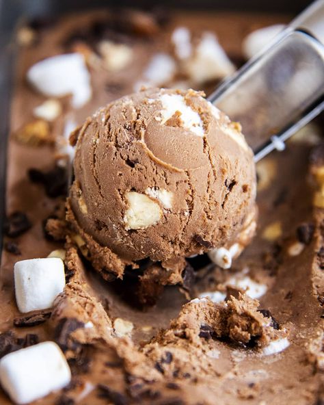 Rocky Road Ice Cream Aesthetic, Ice Cream Rocky Road, Homemade Rocky Road Ice Cream, Herondale Aesthetic, Homemade Rocky Road, Br Ice Cream, Kit Herondale, Edible Cookie Dough Bites, Rocky Road Ice Cream