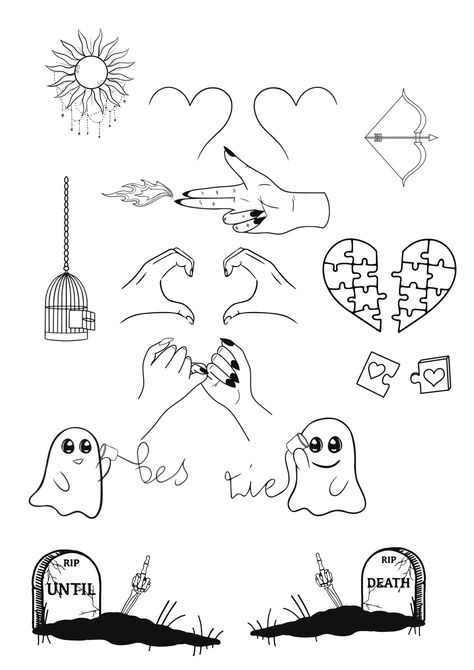 Best Friend Tattoos Light And Dark, Ghost Tattoos Best Friends, Halloween Friendship Tattoos, Sister Ghost Tattoos, Matching Halloween Tattoos Best Friends, Tattoo Sister Ideas, Best Friend Mushroom Tattoo, Matching Ghost Tattoos For Couples, Matching Ghost Tattoos For Best Friends