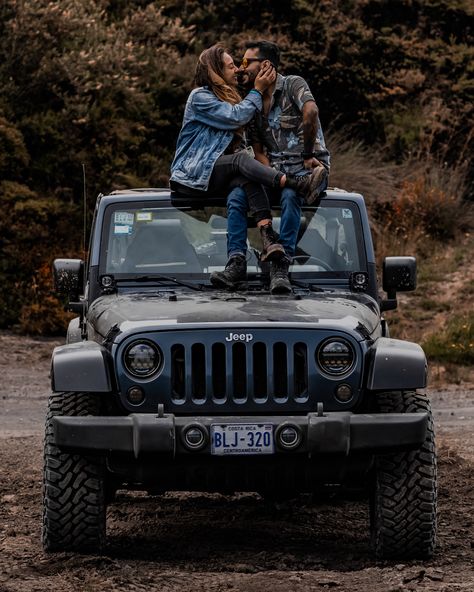 Jeep Photoshoot, Car Engagement Photos, Car Photoshoot, Beauty Movie, Blue Jeep, Hummer Cars, Gold Bangles For Women, Instagram Graphic, Bobber Motorcycle