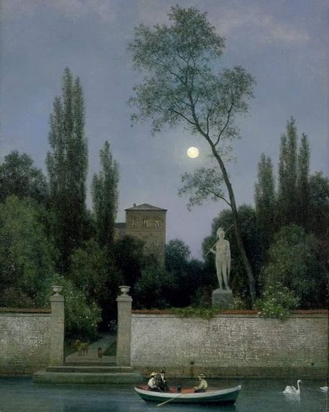 Italian Villa in Moonlight 🕰️1868 🖌️Georg Emil Libert Italian Villa, Pierre Auguste Renoir, Classical Art, Gustav Klimt, Henri Matisse, Claude Monet, Pretty Art, Classic Art, Aesthetic Art