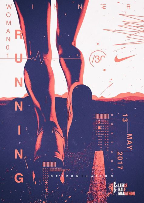 #webdesignleeds Posters Design Ideas, Marathon Poster, Design De Configuration, Marathon Posters, Badminton Shuttlecock, Physical Graffiti, Fashion Design Inspiration, Nike Poster, Fashion Poster Design