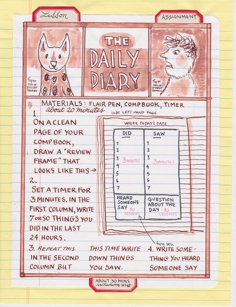 Diary Comic, Diary Format, Lynda Barry, Writing Comics, Illustrated Journal, Cute Diary, Flair Pens, Dear Students, Daily Diary