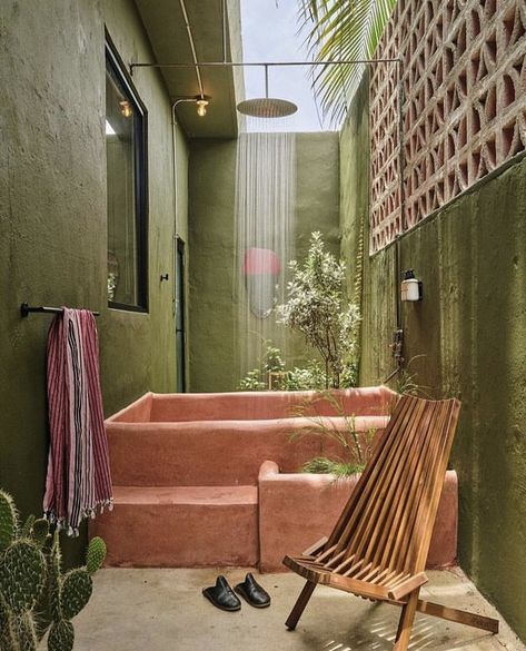 Concrete Bath, Secret Rooms, One Bedroom Apartment, Outdoor Shower, Retro Modern, Dream House Decor, House Inspo, Dream Home Design, My Dream Home