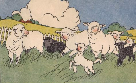 sheep illustration by Marguerite Davis Farmer Illustration, Milo Winter, Sheep Logo, Sheep Illustration, Tasha Tudor, 동화 삽화, Sheep Art, Counting Sheep, Oita