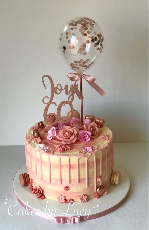 Rose gold & pink drip cake 60th birthday 60 Birthday Cakes, 60 Birthday Cakes For Women, Cake 60th Birthday, Pink Drip Cake, Dripping Cake, 60 Birthday, 60th Birthday Cakes, Birthday Cakes For Women, Cakes For Women