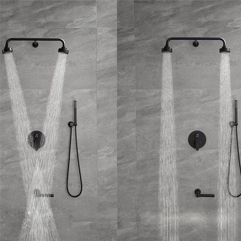 Dual Shower Heads Master Baths, Multi Head Shower System, Double Shower Heads, Dual Shower Heads, Double Shower, Brass Shower, Shower Faucet Sets, Master Bath Remodel, Head Set