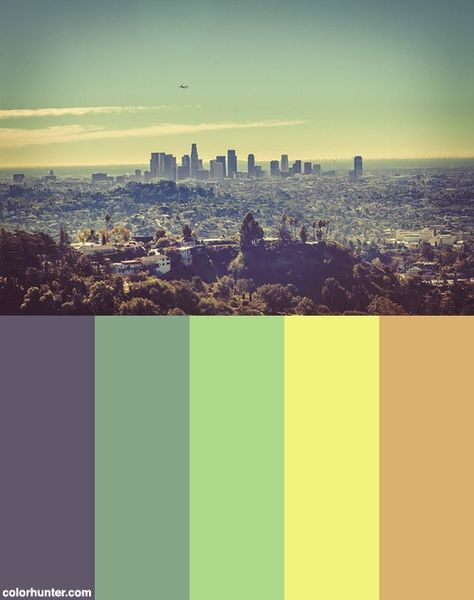 Los Angeles Skyline Color Scheme Los Angeles Color Palette, Ig Marketing, Los Angeles Skyline, Design Theory, Ffa, Color Grouping, Crazy Colour, World Of Color, Color Therapy