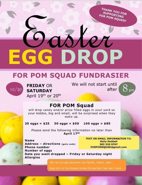 Pto Spring Events, Egg My Yard Fundraiser, Cheer Fundraiser Ideas, Fun Run School Fundraiser, Danceathon Fundraisers, Elementary School Fundraisers, Team Bonding, Egg Drop, School Fundraisers