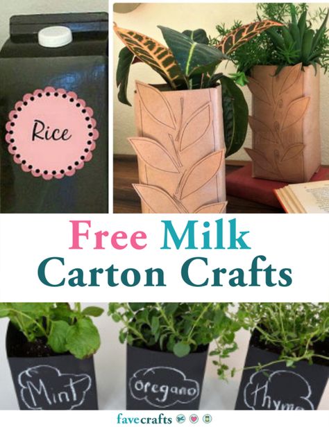 Crafts With Milk Cartons, Milk Carton Planters, Milk Carton Ideas, Diy Milk Carton Crafts, Milk Carton Crafts Upcycle, Milk Carton Aesthetic, Repurpose Containers, Milk Bottle Craft, Milk Carton Crafts