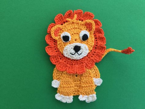 Lion Landscape, Crochet Jungle Animals, Giraffe Haken, Lion Applique, Crochet Appliqué, Crochet Elephant Pattern, Crochet Hippo, Lion Pattern, Crochet Appliques