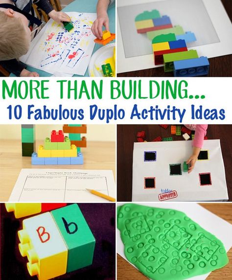 More Than Building: 10 Fabulous Duplo Block Activity Ideas from Childhood 101 Duplo Blocks Ideas, Duplo Play Ideas, Lego Blocks Ideas, Duplo Lego Ideas, Duplo Activities, Duplo Building Ideas, Lego Duplo Building Ideas, Lego Duplo Ideas, Building Blocks Ideas