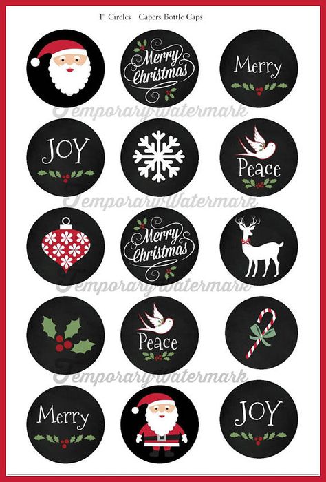 Christmas Bottle Cap Image / 30 MM Image (1 inch) - instant download! Images are perfect for any craft projects such as bottle cap pendants, cupcake toppers, magnets, hair bows centers, badge pins, stickers, and jewelry! Images print just slightly over 1 inch to avoid any white space. Holiday Images Christmas, Etsy Tutorial, Bottle Cap Magnets, Holiday Images, Bottle Cap Crafts, Bottle Cap Images, Christmas Wood, Christmas Stickers, Christmas Tag