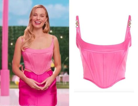 Barbie: Margot Robbie’s Pink Corset Top Barbie Corset Outfit, Pink Corset Top Outfit, Margot Robbie Barbie Outfits, Barbie Corset, Pink Corset Outfit, Hot Pink Corset Top, Barbie Margot Robbie, Pink Corset Top, Corset Top Outfit