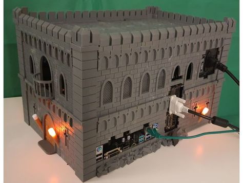 This is an entirely 3D printed full size ATX computer case in the style of an old medieval castle. It is printed as small tiles (largest 85mm x 117mm) that require super gluing together into large panels that can be attached to an extruded aluminium frame. These are the size of the 2020 aluminium extrusions you need to cut: 4 x 340mm 5 x 175mm 4 x 250mm Each of the windows have a 12v 30mm fan mounted to them using 12mm M3 bolts and 1mm stainless steel gauze. The torches require 12v 3mm ora Small Tiles, Aluminum Extrusion, Extruded Aluminum, Computer Case, Medieval Castle, 3d Printer, 3d Printed, Printer, Castle