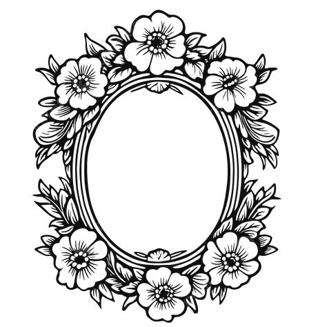 oval frame floral ornament vector flower frames drawing png Floral Frame Tattoo, Oval Frame Drawing, Frame Clipart Border, Oval Illustration, Serbian Christmas, Antique Tattoo, Frame Tattoo, Ornamental Frame, Flower Frames