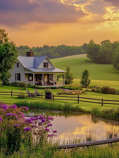 House On A Lot Of Land, Country Side Cottage, Home With Land, Southern Aesthetic, Fairytale Houses, Countryside Home, House Plans Mansion, House Farm, Cottage Farm