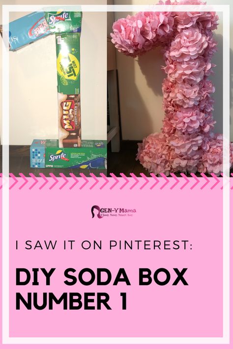 I Saw It On Pinterest; Soda Box Number 1 - Gen-Y Mama How To Make A Number 1 Out Of Cardboard, Diy Number 1 Cardboard, Smash Cake Photoshoot Ideas, 1st Birthday Smash Cake Photoshoot, Cake Photoshoot Ideas, Event Setup Ideas, Birthday Smash Cake Photoshoot, Butterfly 1st Birthday Party, Bob Marley Birthday