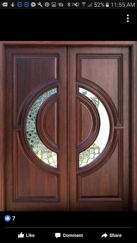 Wooden Double Front Doors, Pintu Ganda, Contemporary Exterior Doors, Pintu Interior, Wooden Double Doors, Doors Entry, Double Doors Exterior, Modern Exterior Doors, Main Entrance Door Design