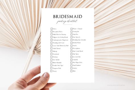 Bridesmaid Packing List, Bridal Party Checklist, Weekend Checklist, Pack List, Party Checklist, Checklist Printable, Heart Party, Checklist Template, Template Wedding