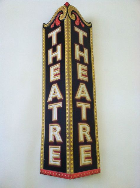 Broadway Themed Room, Broadway Theme, Theatre Decorations, Broadway Party, Theater Room Decor, Theatre Sign, Theater Room Design, At Home Movie Theater, Home Theater Rooms