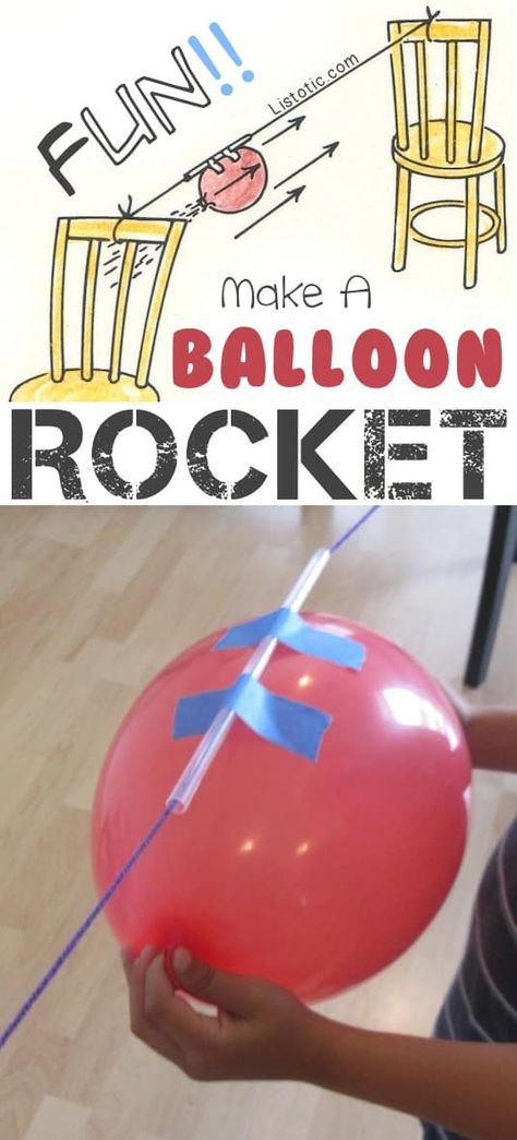 Vetenskapliga Experiment, Diy Ballon, Diy Kids Crafts, Balloon Rocket, Kid Science, Diy Balloon, Crafts For Boys, Games For Teens, Crafts For Kids To Make