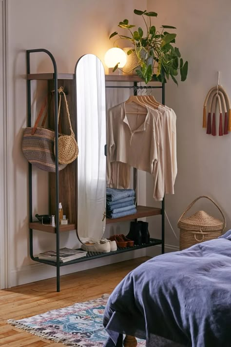 Wall-Mounted Wardrobe | Urban Outfitters Wall Clothing Storage, Unique Clothing Storage, Creative Closet Storage, Clothing Storage For Small Spaces, Small Room Clothes Storage, Closet Alternatives, Dress Regal, Clothes Rack Bedroom, Dresser Alternative