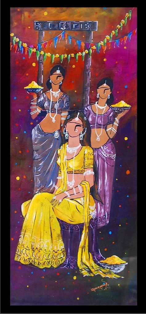 Festival Composition Painting, Pictorial Composition, Watercolor Negative Painting, Painting Portfolio, Phad Painting, Colourful Paintings, Negative Painting, Indian Traditional Paintings, Landscape Pencil Drawings