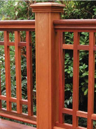 Cedar Stair Railing Outdoor, Craftsman Style Deck Railing, Craftsman Style Porch Railing, Wooden Porch Railing Ideas, Craftsman Railing, Craftsman Porch Railing, Green Pergola, Cedar Railing, Lattice Ideas