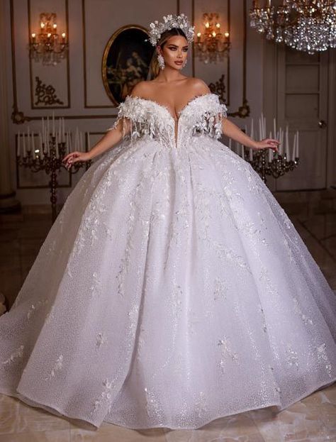 ♔ Frida Xhoi & Xhei Bridal Haute Couture Harsi Shor, Pueblo Wedding, Lebanese Wedding Dress, Bridal Haute Couture, Frida Xhoi Xhei, New Collection 2022, White Princess Dress, Cheap Bridal Dresses, Queen Wedding Dress