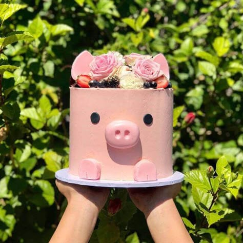 50 Pig Cake Design (Cake Idea) - February 2020 Cute Pig Cake, Pig Cake Design, Pig Cake Ideas, Pigs Cake, Piggy Birthday Party, Pig Cakes, Piggy Cake, Pig Birthday Cakes, Pig Cake