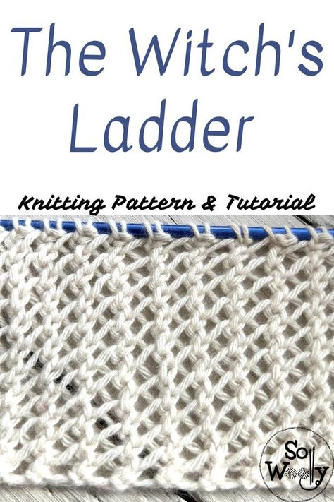 Ladder Stitch Crochet, Witch Knitting Patterns, Lace Scarf Knitting Patterns, Ladder Stitch Knitting, Simple Lace Knitting Patterns, Simple Knit Stitches, Lace Knit Pattern, One Row Repeat Knitting Patterns, Lace Knitting Stitches Free