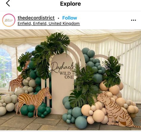 Jungle Birthday Backdrop, Wild One Arch Backdrop, Floral Backdrop Decor, Safari Theme Balloon Decor, Safari Party Backdrop, Safari Birthday Party Boy, Safari Balloons, Safari Baby Shower Backdrop, Safari Balloon Garland