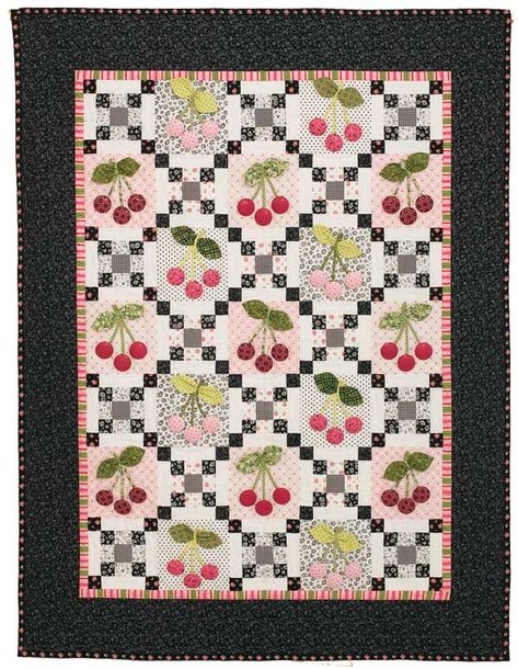 Small Quilting Projects, Cherry Quilt, Friday Freebie, Mccalls Quilting, Lap Quilt Patterns, Black Cherries, Irish Chain Quilt, Quilts Decor, Lori Holt