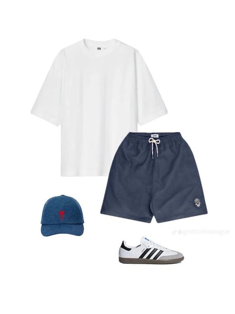 Airism Uniqlo Men Outfit, Samba Outfit Men Shorts, Man Tshirt Style, Mens Tshirt Outfit Casual, Clean Outfits Men, Dad Fashion Aesthetic, Clean Boy Outfits, Uniqlo Men Outfit, Shoes Samba