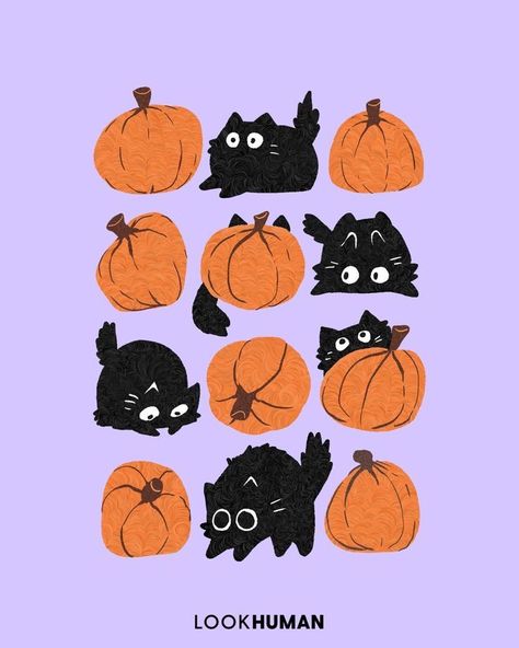 Paintings Halloween, Art Print Quotes, Ghost Artwork, Pumpkin Cats, Witchcraft Art, Cats And Pumpkins, Black Cat Drawing, Pumpkin Drawing, Pumpkin Illustration