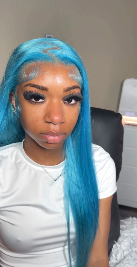 Blue Wig Hairstyles, Lace Fronts, Frontal Wig Hairstyles, Blue Wig, Frontal Hairstyles, Pretty Hair Color, Hot Hair Styles, Dope Hairstyles, Hair Ponytail Styles