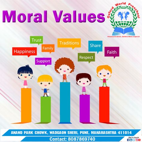 School Morals are very important for the development of a child.    Students get happiness in learning in the school.    Oxford World Preschool is a trustworthy & supportive school.    Trust in the school & get admission to your child in the school.    Hurry Up!! Admission Open!!    Contact us: 8087869740    #OxfordWorldPreschool #activities #learn #Science #games #kids #mathgames #learncolors #colorful #nurseryrhymes #toddlers #activity #outdoor #education #funny #shopping #kidschannel Moral Values Poster Drawing, Assembly Activities School, Moral Values For Kids Activities, Moral Values Chart In Classroom, Moral Values Poster, School Corridor Decoration Ideas, Moral Values For Kids, Inspirational Bulletin Boards, Funny Shopping