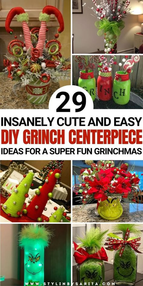 Are you looking for the best Grinchmas decorations to recreate for your home? Here are 29 insanely cute and creative DIY Grinch centerpiece ideas everyone will love. Grinch Centerpieces, Grinch Theme Christmas Decor, Grinch Projects, Grinch Centerpiece, Grinchmas Decorations Diy, Grinchmas Decorations, Grinch Classroom, Grinch Theme Christmas, Christmas Bathroom Ideas