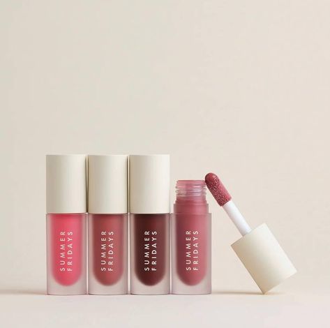 Summer Fridays The Complete Dream Set - four shades of new Dream Lip Oil Summer Fridays Lip, Blush Lipstick, Mauve Blush, Pink Cloud, Eyelashes Mascara, Oil Moisturizer, Lip Hydration, Face Hydration, Summer Fridays