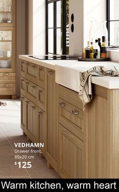 14 Luxurious Kitchen Cabinet Designs Vedhamn Kitchen Ikea, Ikea Vedhamn, Affordable Kitchen Cabinets, Hickory Kitchen, Magnolia House, Ikea Australia, Kitchen Cabinet Trends, Renovation Kitchen, Warm Kitchen