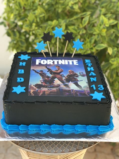 Fortnite buttercream cake Fortnite Ice Cream Cake, Fortnight Cake Ideas, Fortnite Sheet Cake For Boys, Fortnite Sheet Cake, Simple Fortnite Cake, Fortnite Birthday Party Ideas Cake, Fortnite Cake For Boys, Easy Fortnite Cake, Fortnight Cake