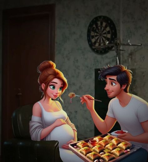 Disney Movie Art, Easy Love Drawings, Best Pose For Photoshoot, Pregnant Couple, Cute Couple Drawings, Best Poses For Pictures, Cute Couple Cartoon, Cute Love Cartoons, Cute Couple Art