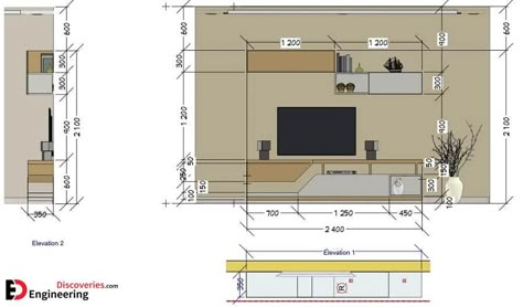 TV Unit Dimensions And Size Guide - Engineering Discoveries Interior Design Living Room Dimensions, Furniture Details Drawing Tv Unit, Tv Unit Working Drawing, Tv Unit Elevation Drawing, Tv Unit Detail Drawing, Tv Unit Dimensions, Interior Elevation, Minecraft Decoration, Tv Unit Design Modern